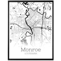 Monroe Louisiana City Map Poster - GroovyGrove