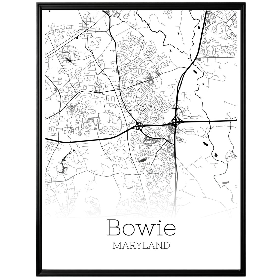 Bowie Maryland City Map Poster - GroovyGrove