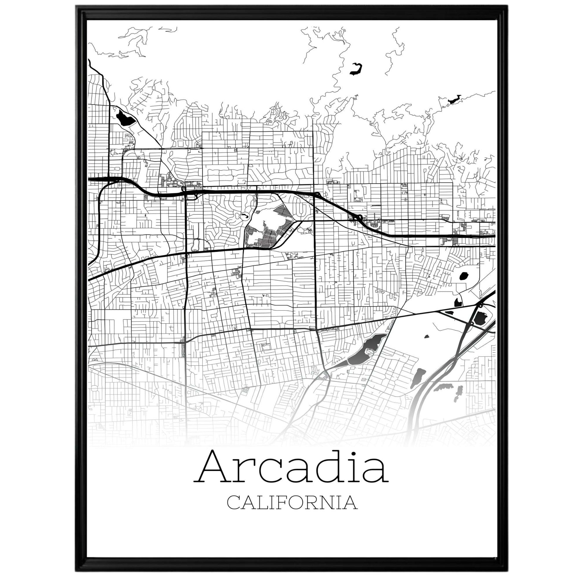 Arcadia California City Map Poster - GroovyGrove