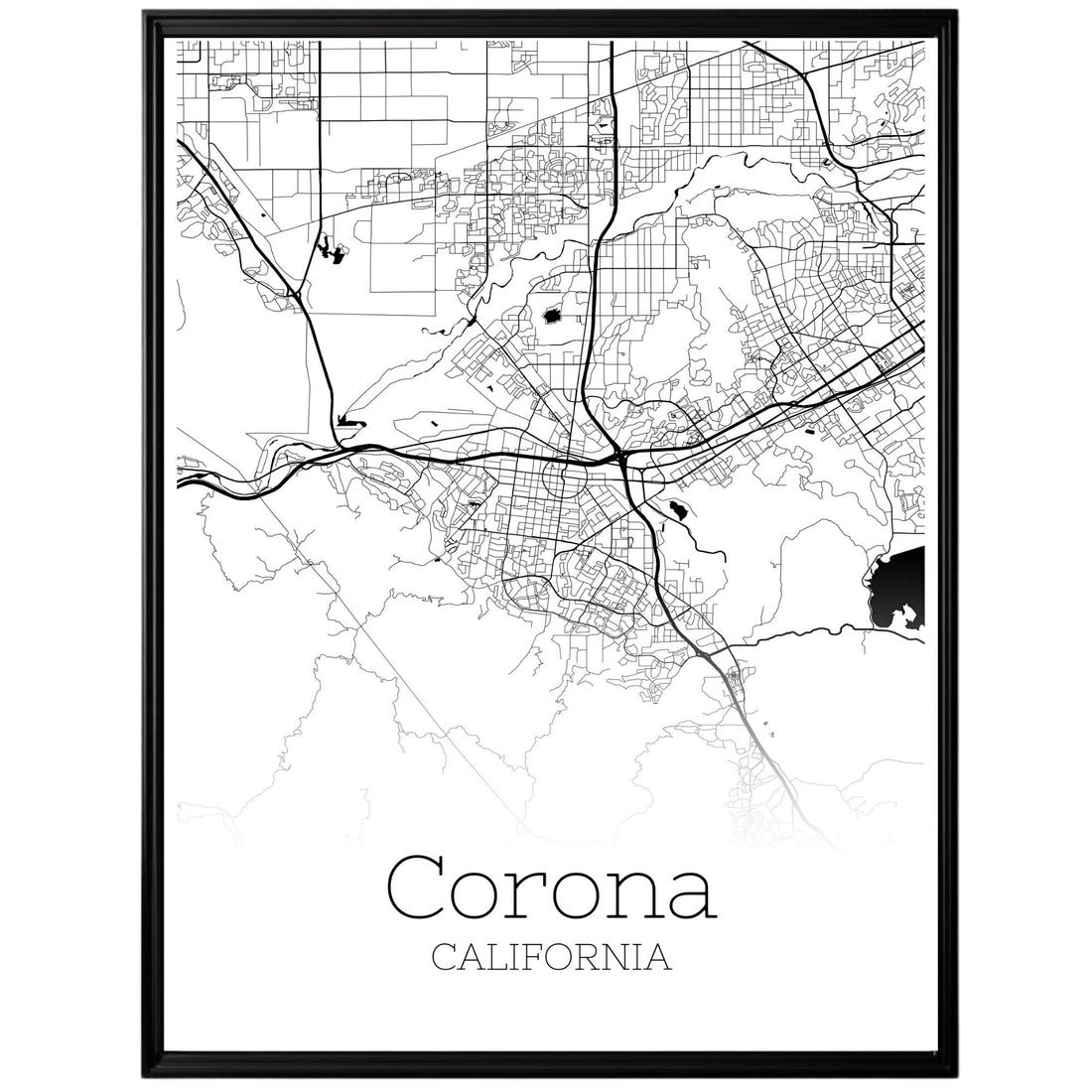 Corona California City Map Poster - GroovyGrove