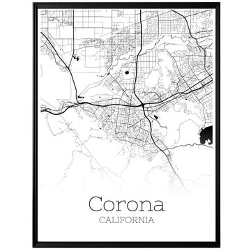 Corona California City Map Poster - GroovyGrove