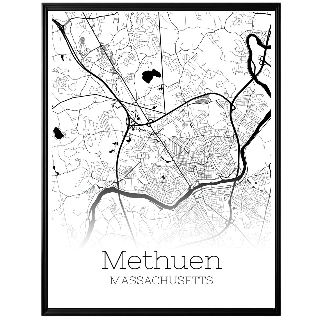 Methuen Massachusetts City Map Poster - GroovyGrove