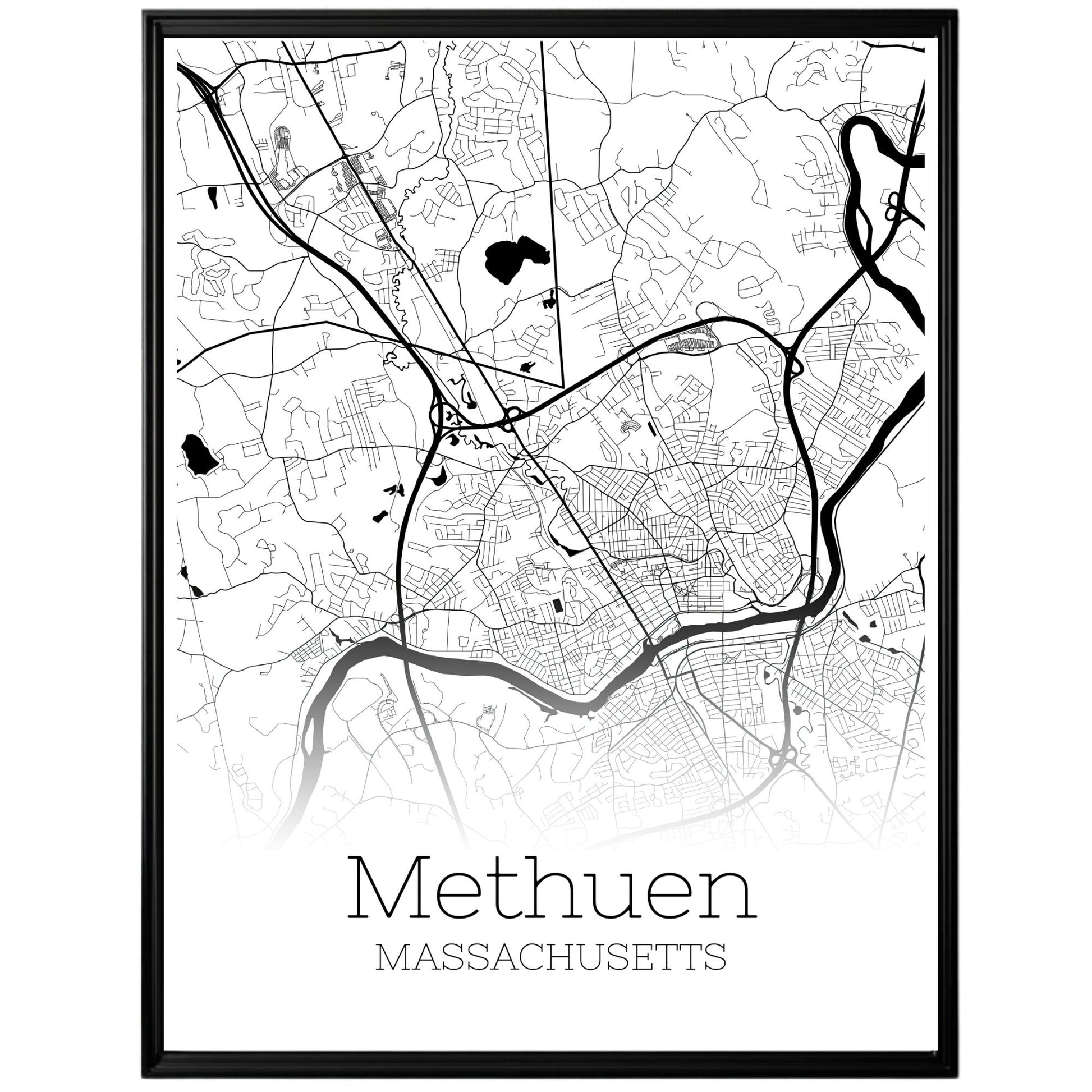 Methuen Massachusetts City Map Poster - GroovyGrove