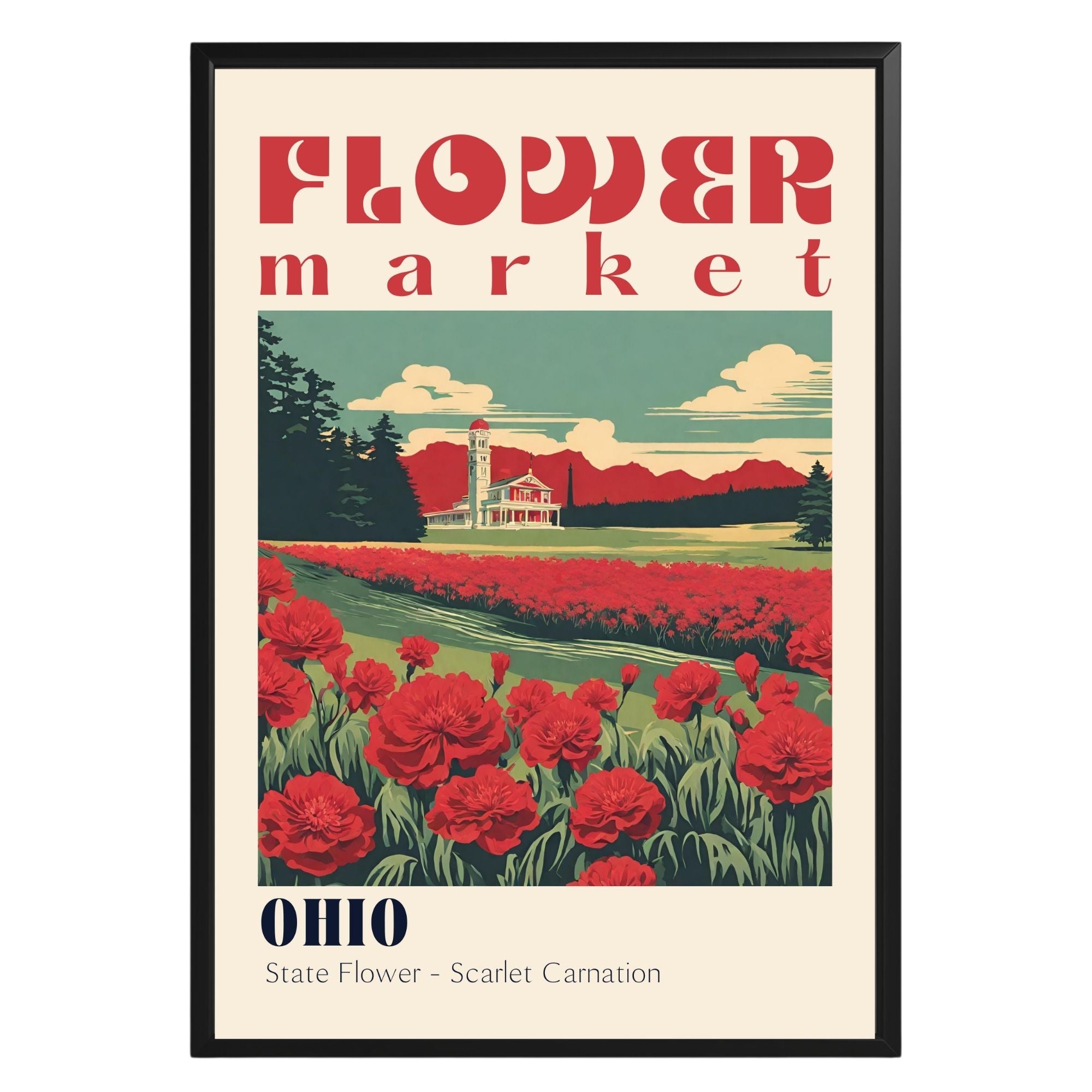 Ohio Flower Market Vintage Poster - GroovyGrove