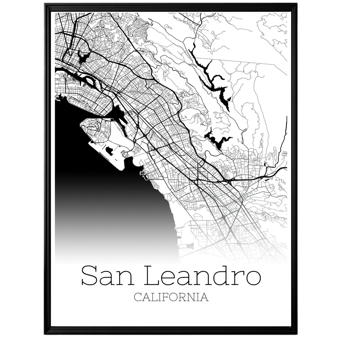 San Leandro California City Map Poster - GroovyGrove