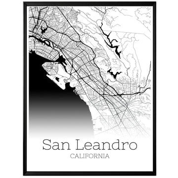 San Leandro California City Map Poster - GroovyGrove