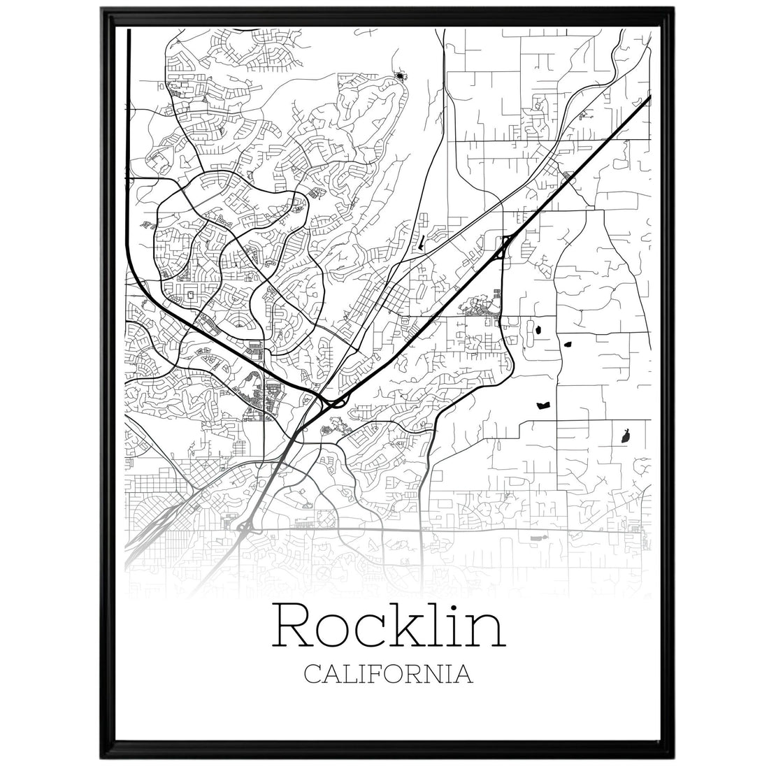 Rocklin California City Map Poster - GroovyGrove