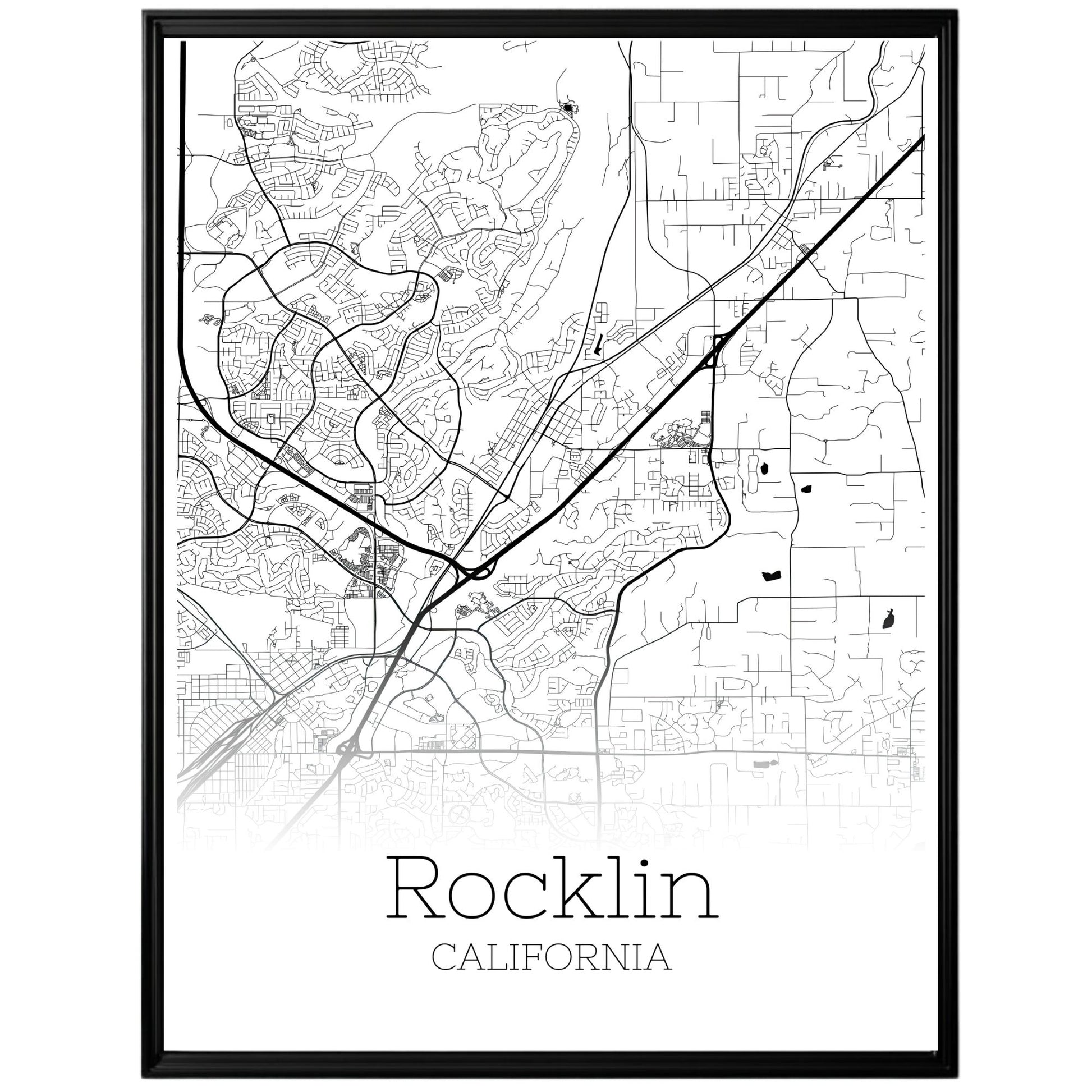 Rocklin California City Map Poster - GroovyGrove