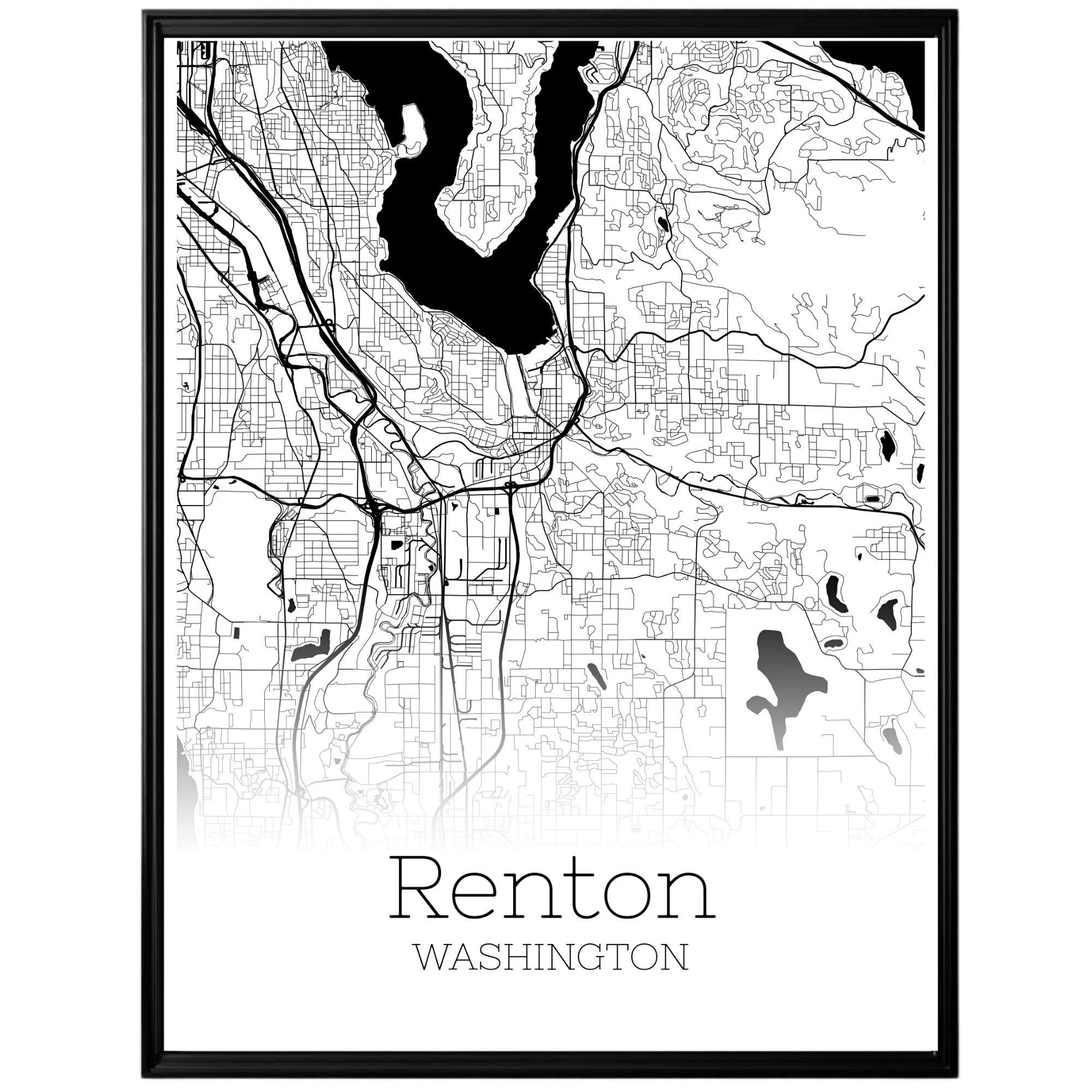 Renton Washington City Map Poster - GroovyGrove