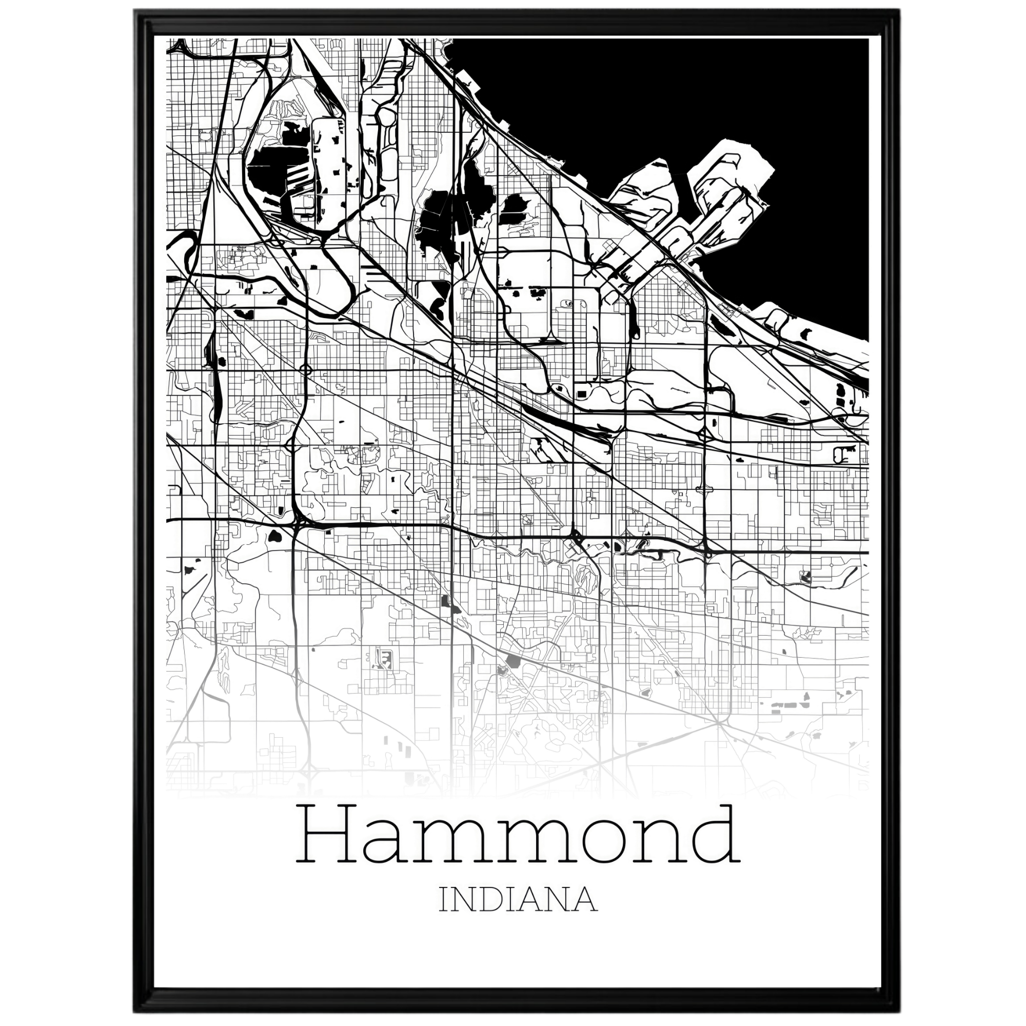 Hammond Indiana City Map Poster - GroovyGrove