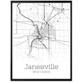 Janesville Wisconsin City Map Poster - GroovyGrove