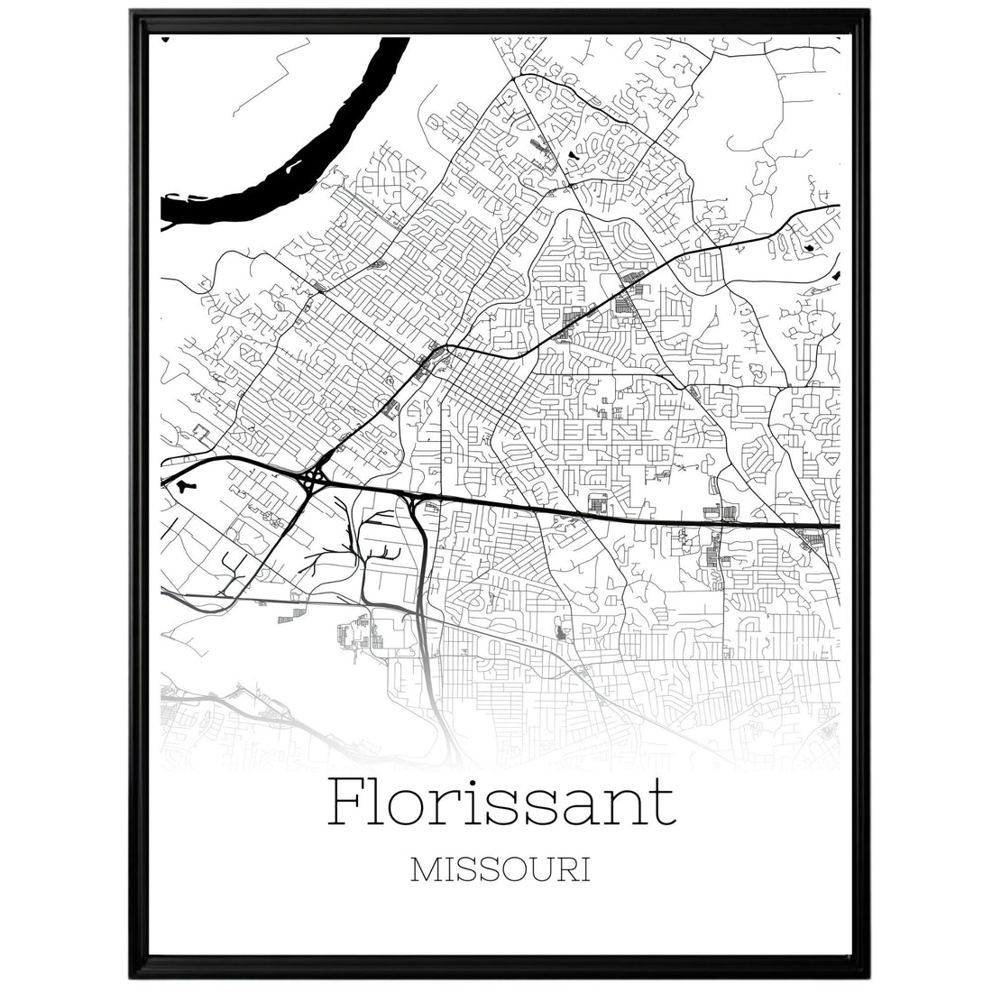 Florissant Missouri City Map Poster - GroovyGrove