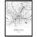 Akron Ohio City Map Poster - GroovyGrove