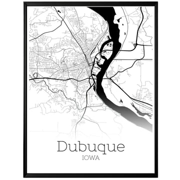 Dubuque Iowa City Map Poster - GroovyGrove