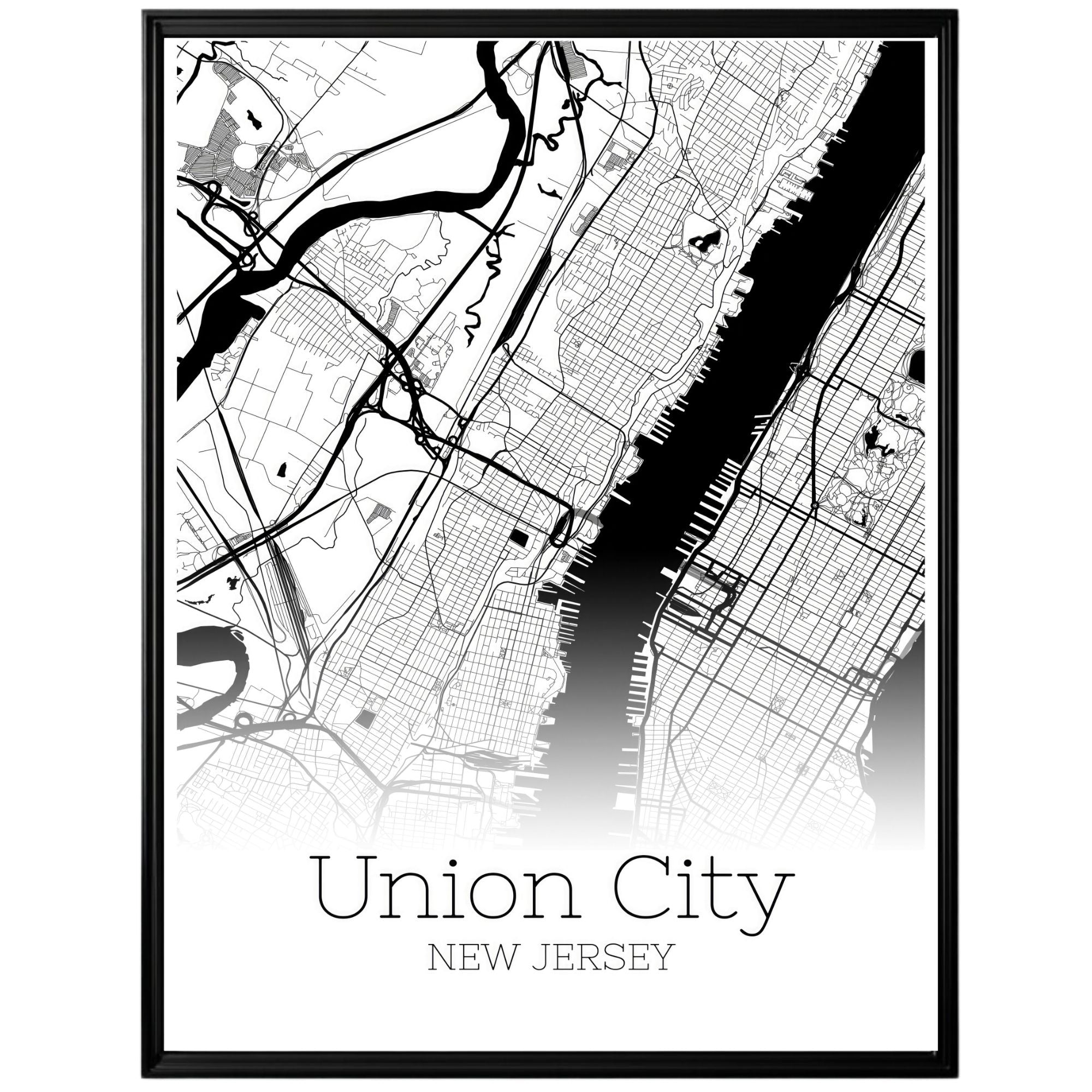 Union City New Jersey Map Poster - GroovyGrove