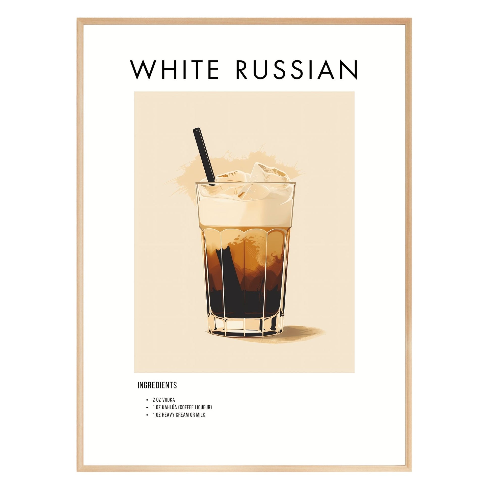 White Russian Retro Cocktail Poster - GroovyGrove