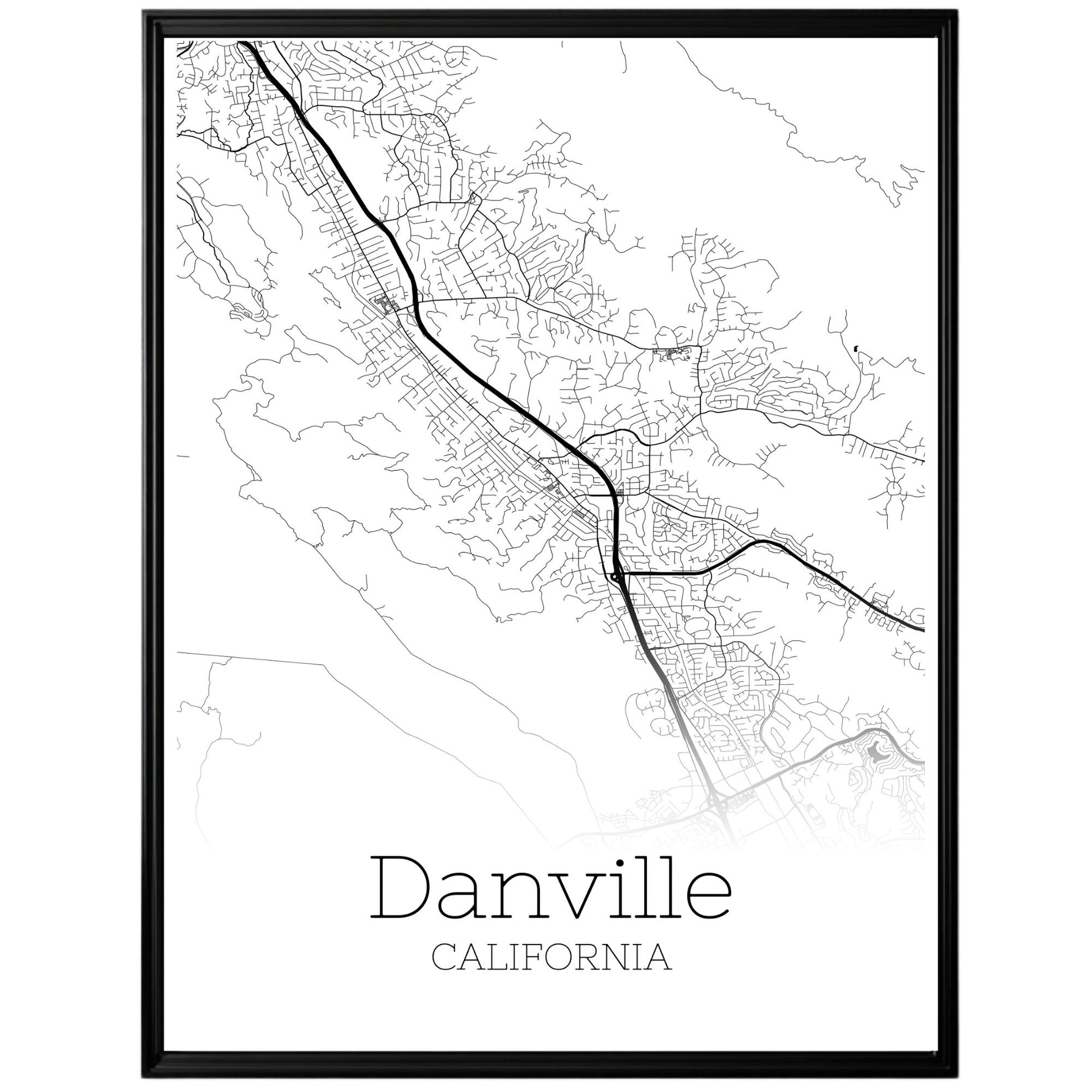 Danville California City Map Poster - GroovyGrove