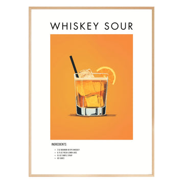 Whiskey Sour Retro Cocktail Poster - GroovyGrove