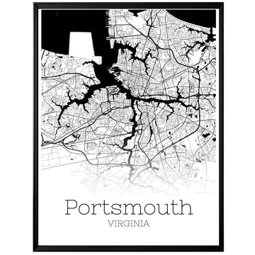 Portsmouth Virginia City Map Poster - GroovyGrove