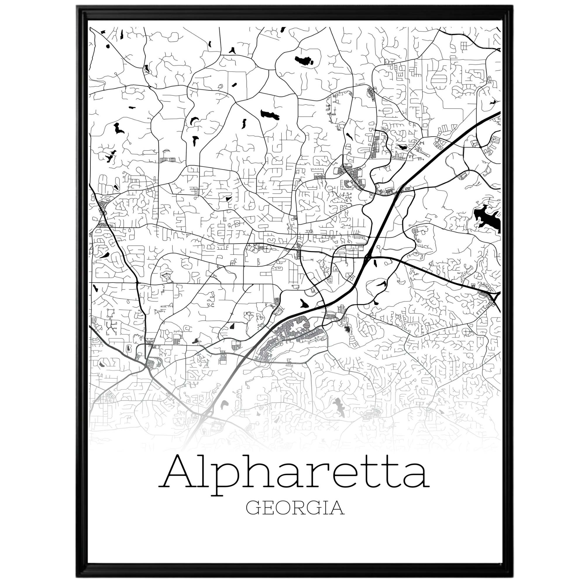 Alpharetta Georgia City Map Poster - GroovyGrove