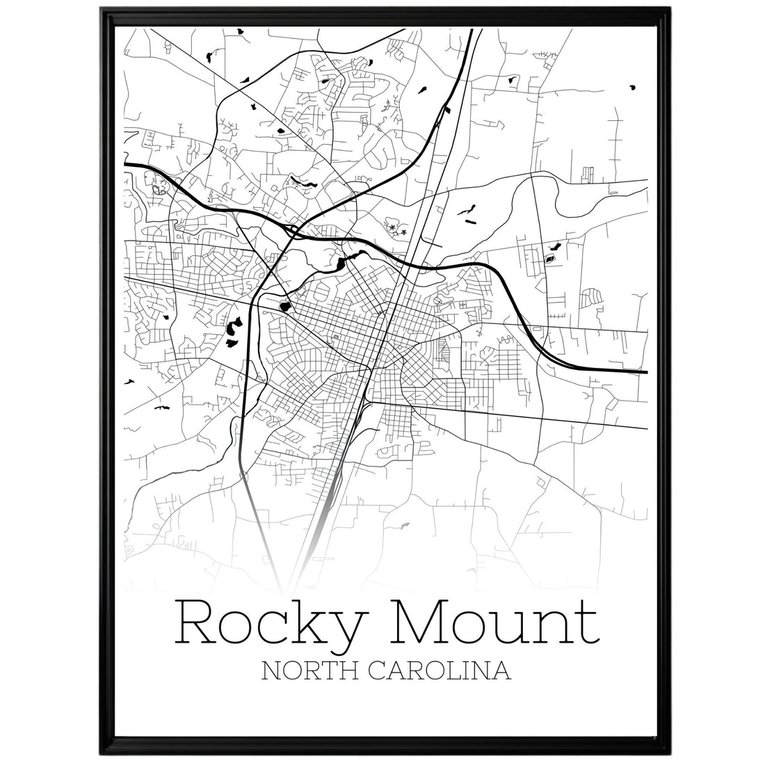 Rocky Mount North Carolina City Map Poster - GroovyGrove