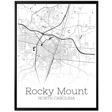 Rocky Mount North Carolina City Map Poster - GroovyGrove