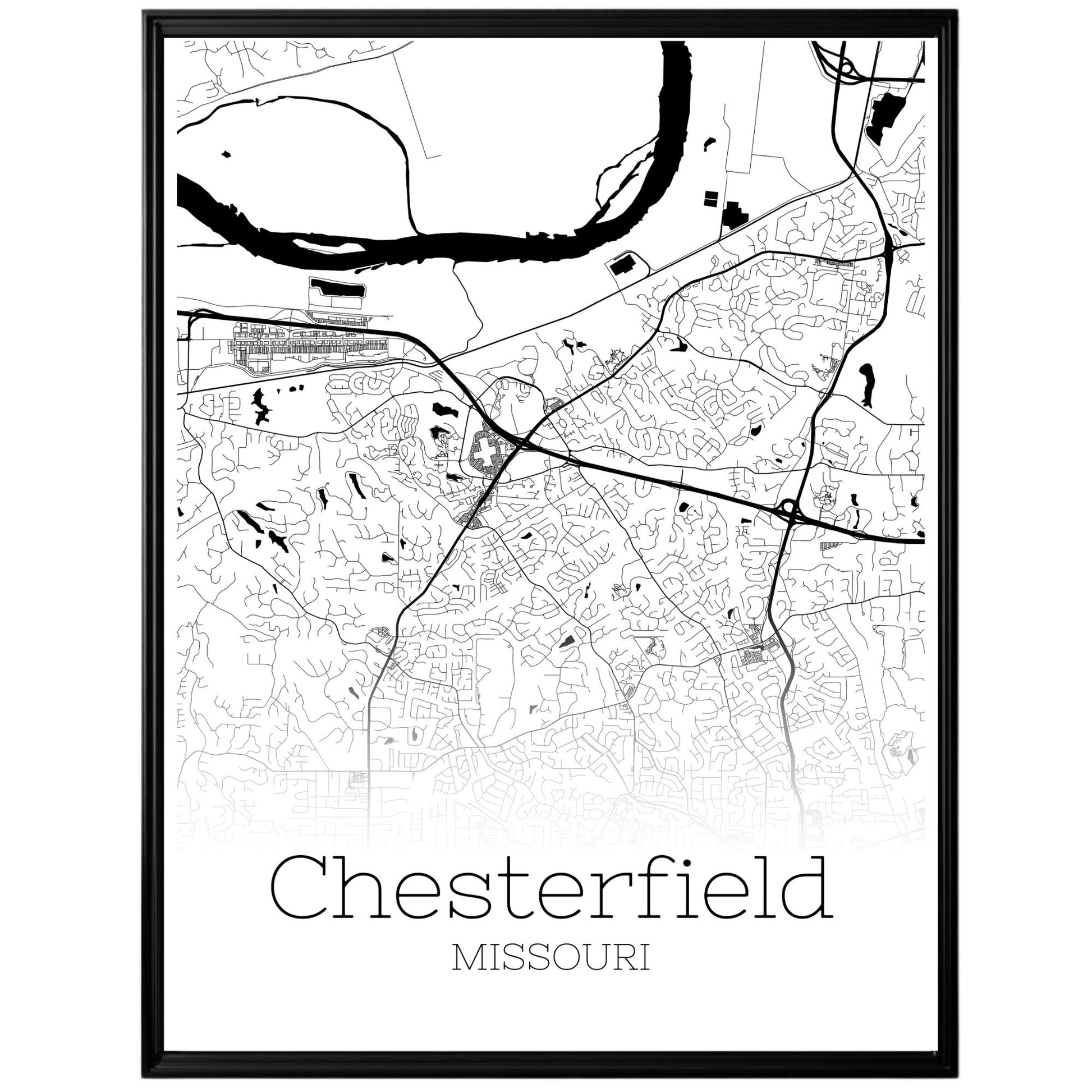 Chesterfield Missouri City Map Poster - GroovyGrove