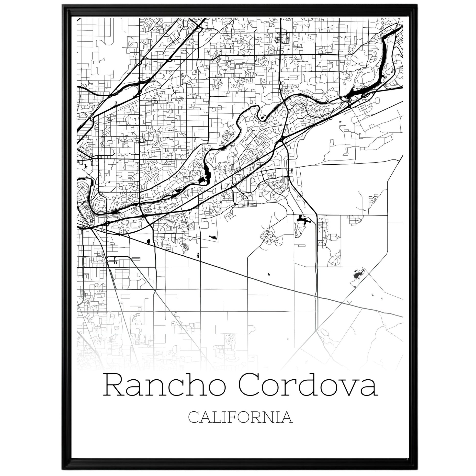 Rancho Cordova California City Map Poster - GroovyGrove