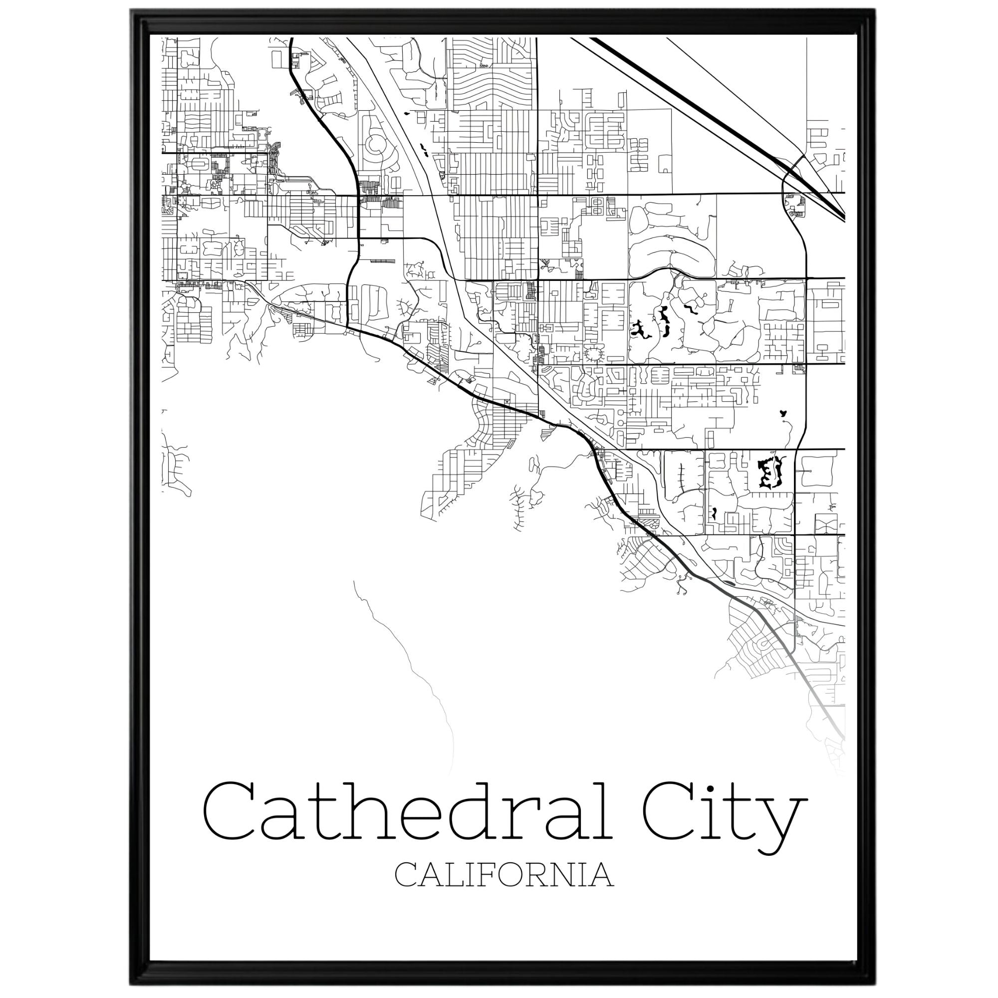 Cathedral City California Map Poster - GroovyGrove