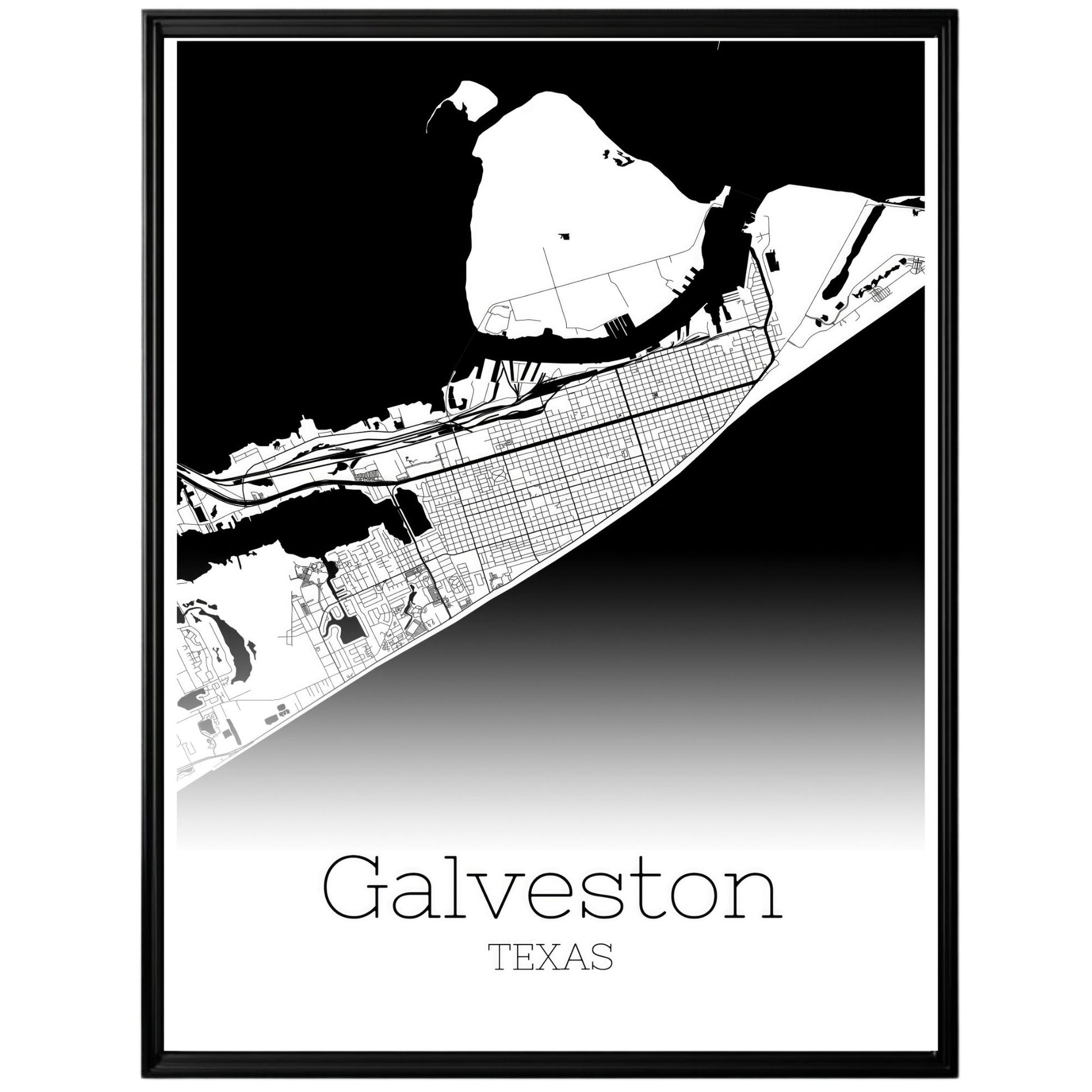 Galveston Texas City Map Poster - GroovyGrove