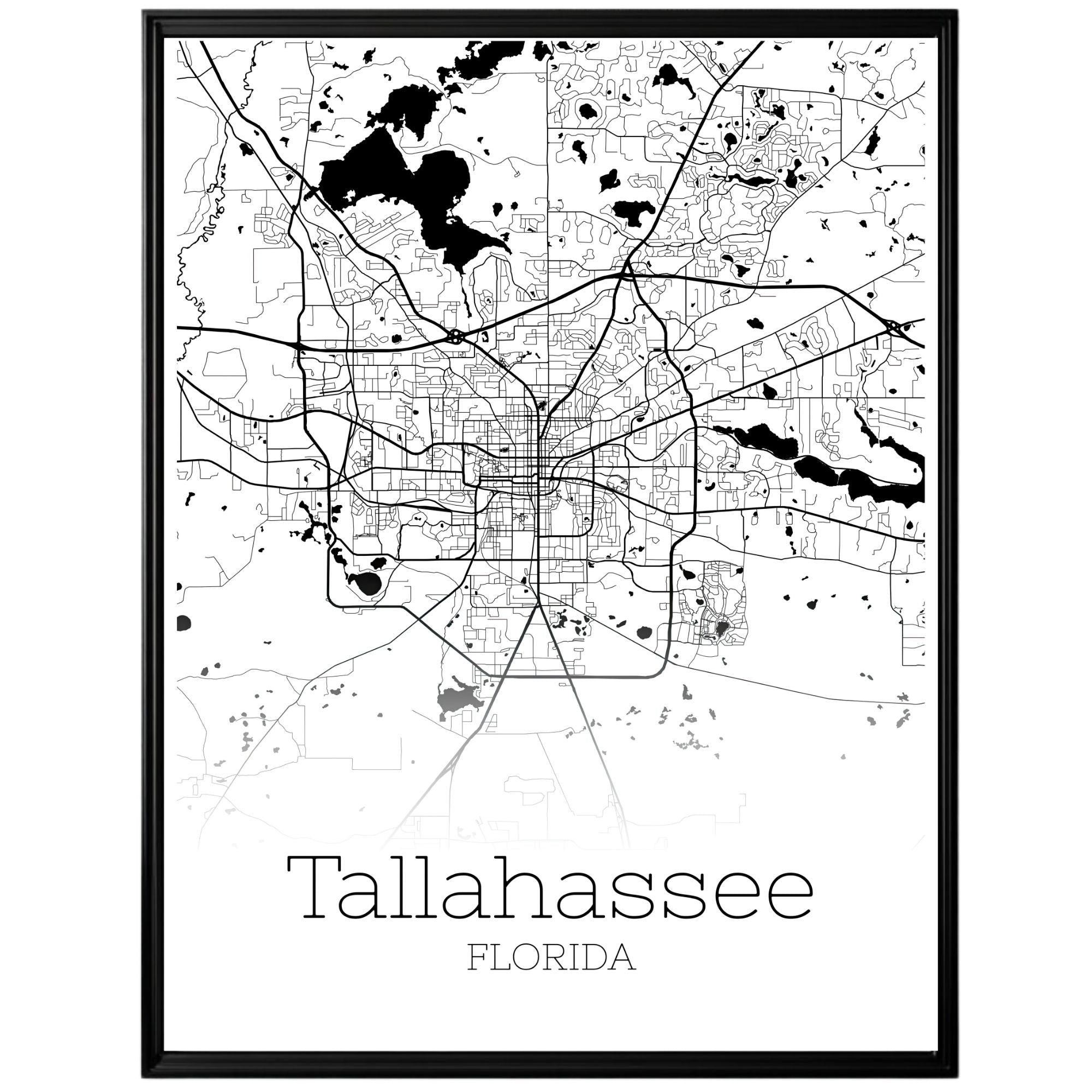 Tallahassee Florida City Map Poster - GroovyGrove