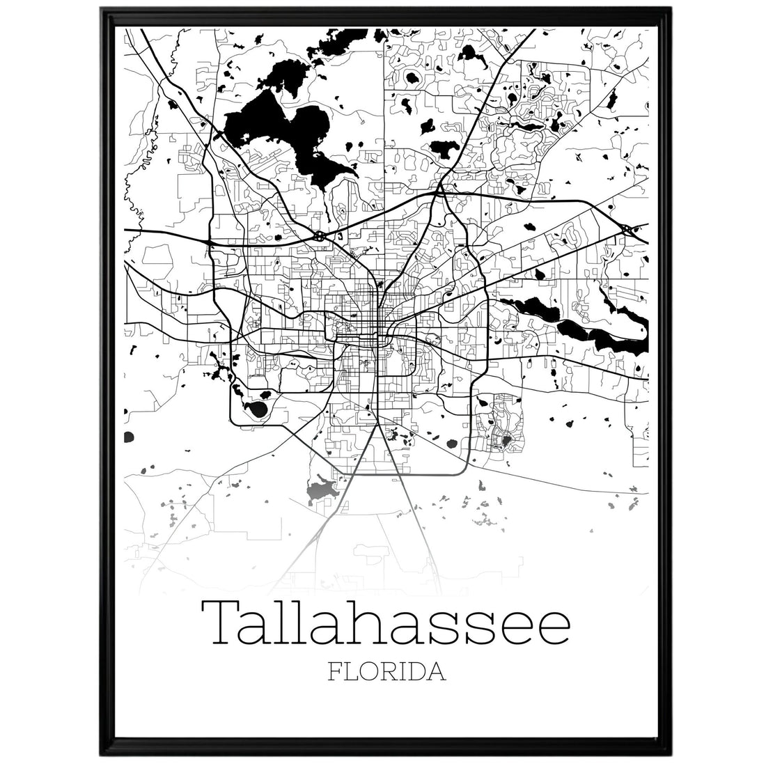 Tallahassee Florida City Map Poster - GroovyGrove