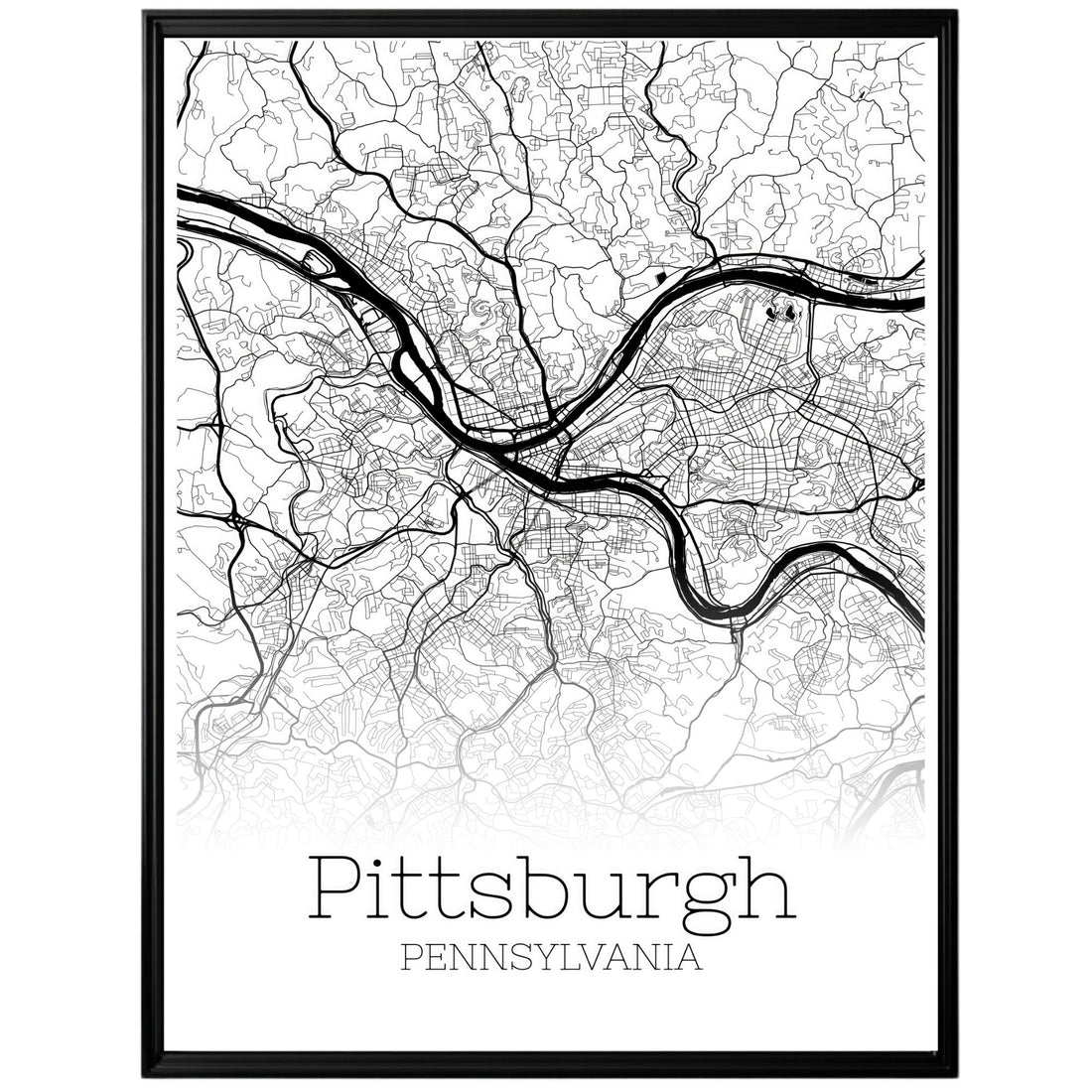 Pittsburgh Pennsylvania City Map Poster - GroovyGrove