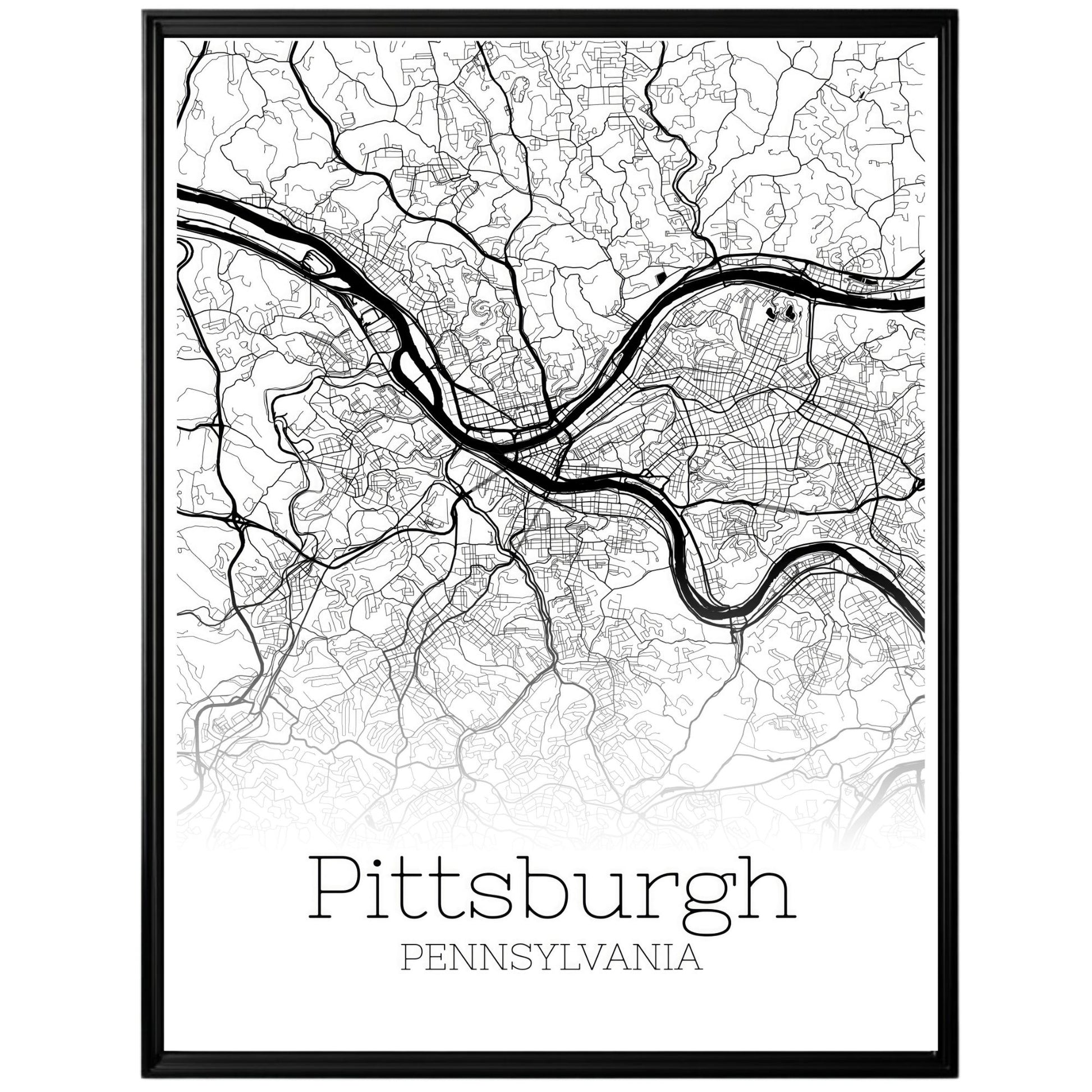 Pittsburgh Pennsylvania City Map Poster - GroovyGrove