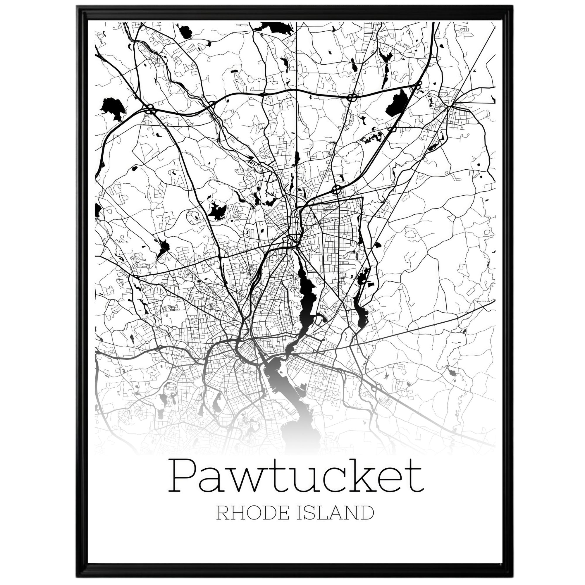 Pawtucket Rhode Island City Map Poster - GroovyGrove