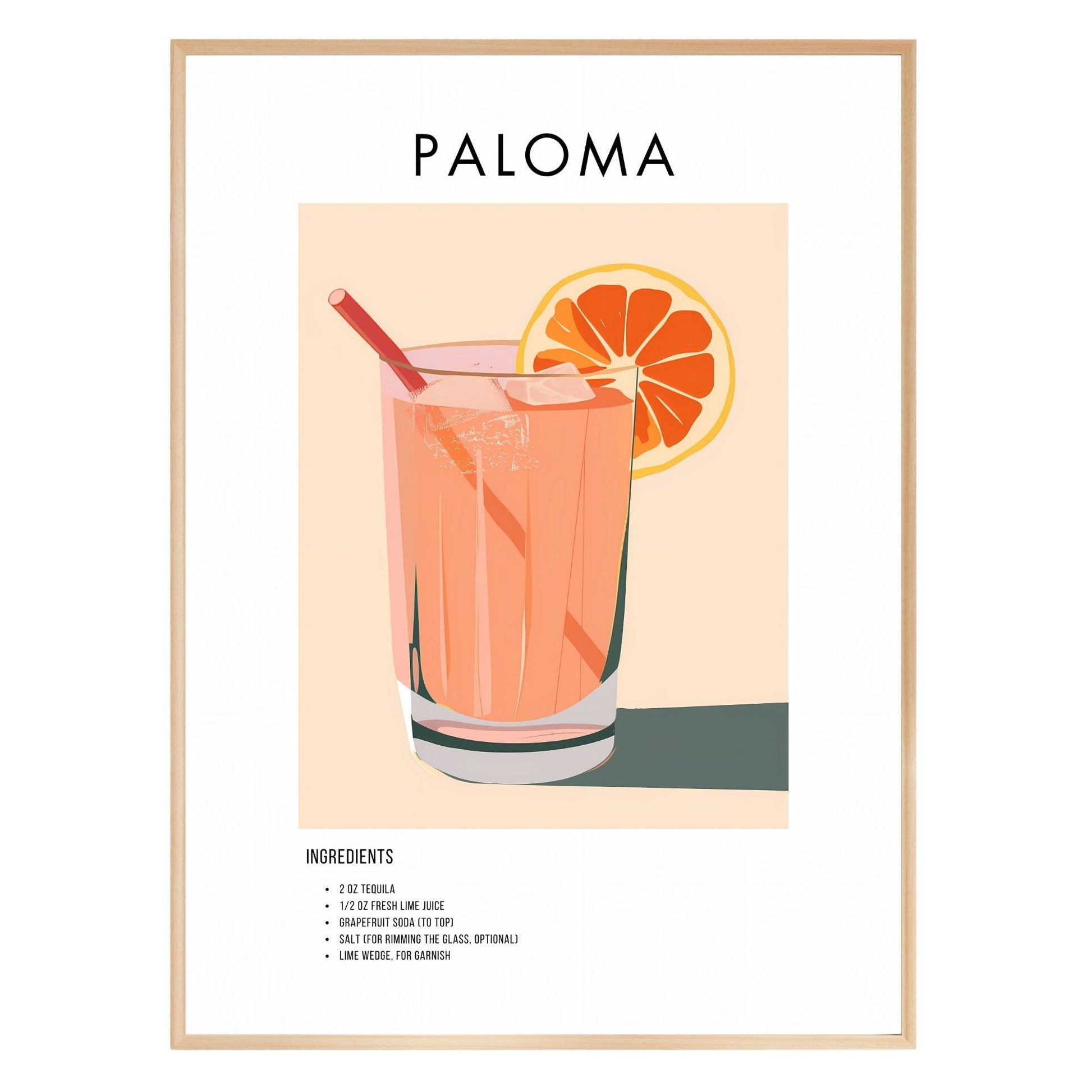 Paloma Retro Cocktail Poster - GroovyGrove