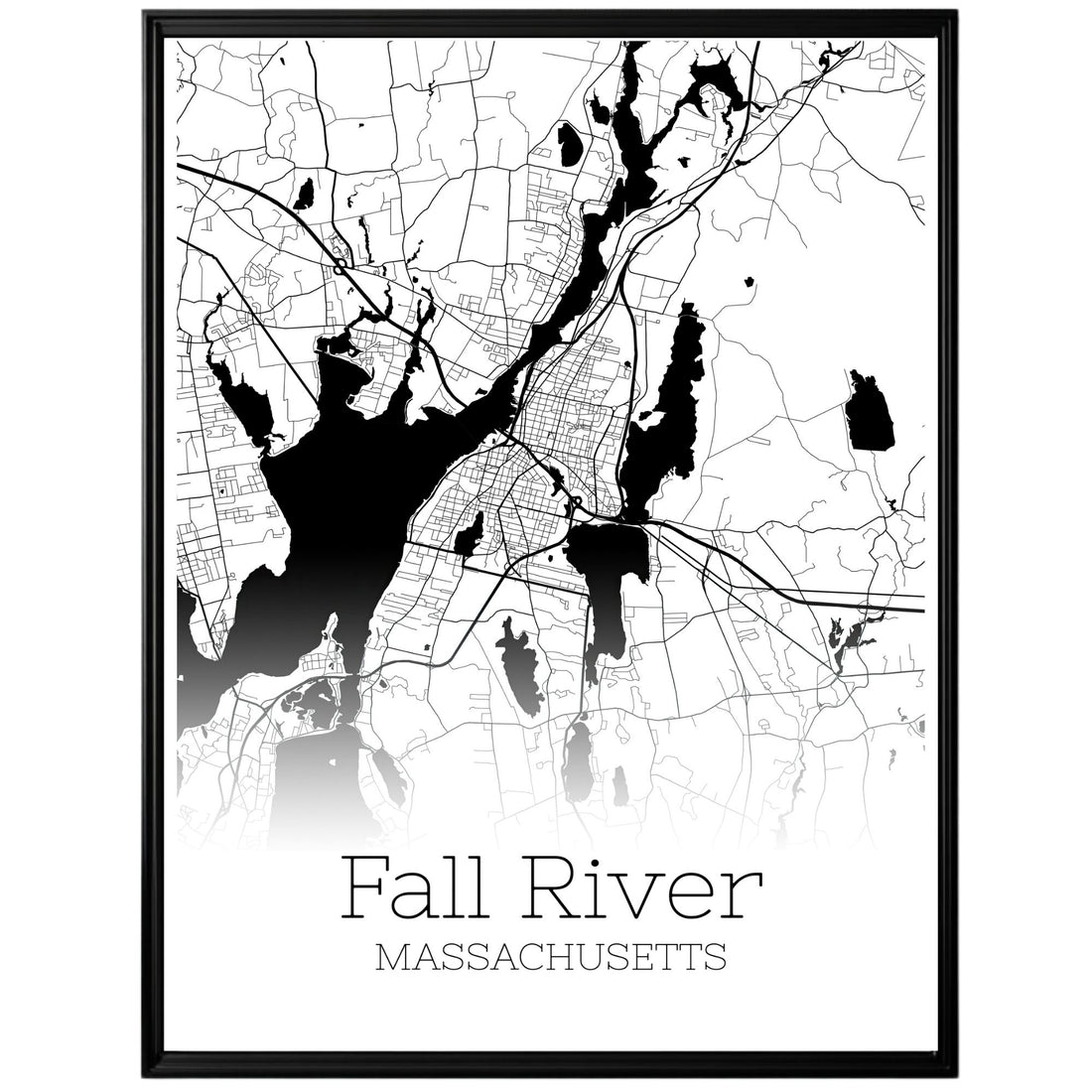 Fall River Massachusetts City Map Poster - GroovyGrove