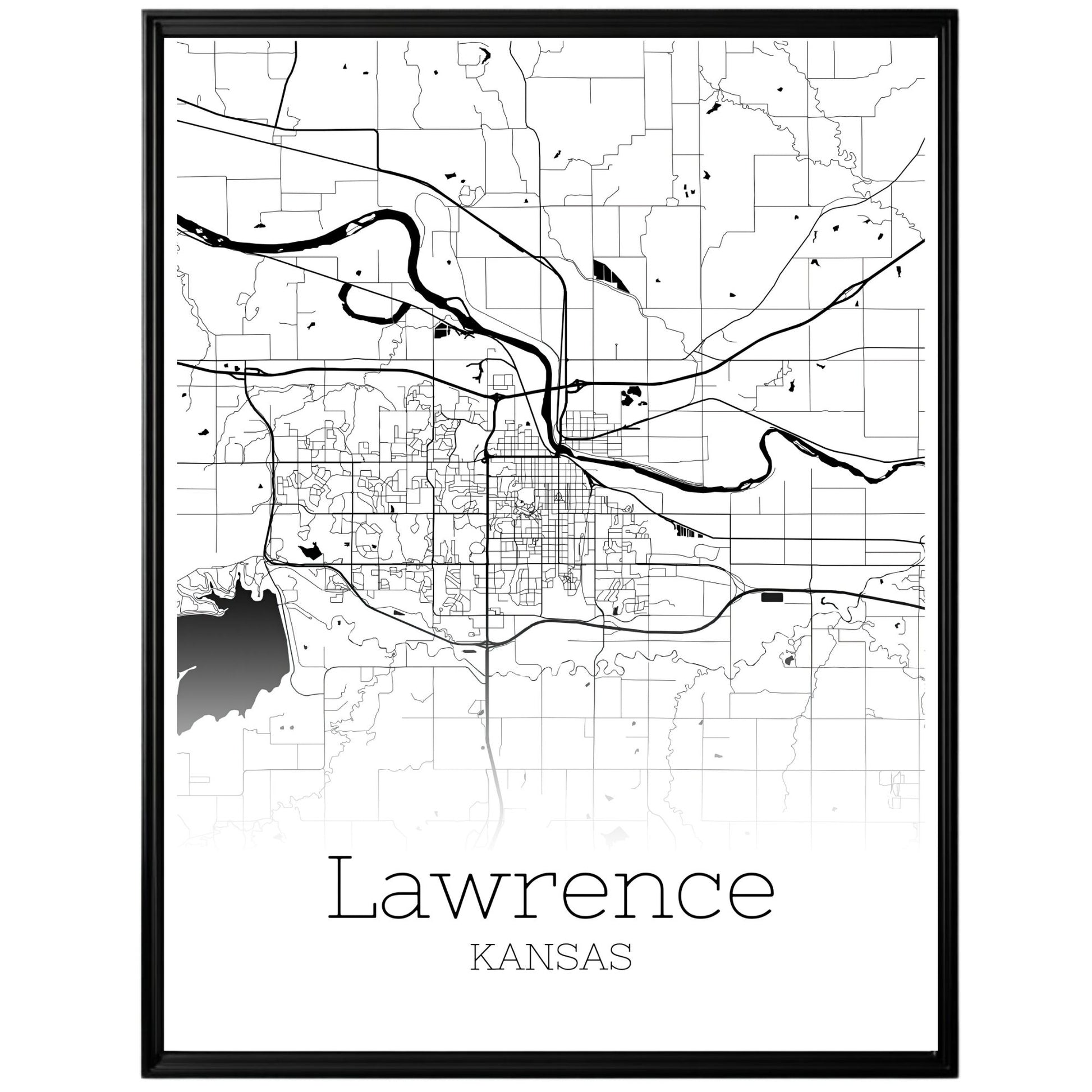 Lawrence Kansas City Map Poster - GroovyGrove