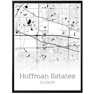 Hoffman Estates Illinois City Map Poster - GroovyGrove