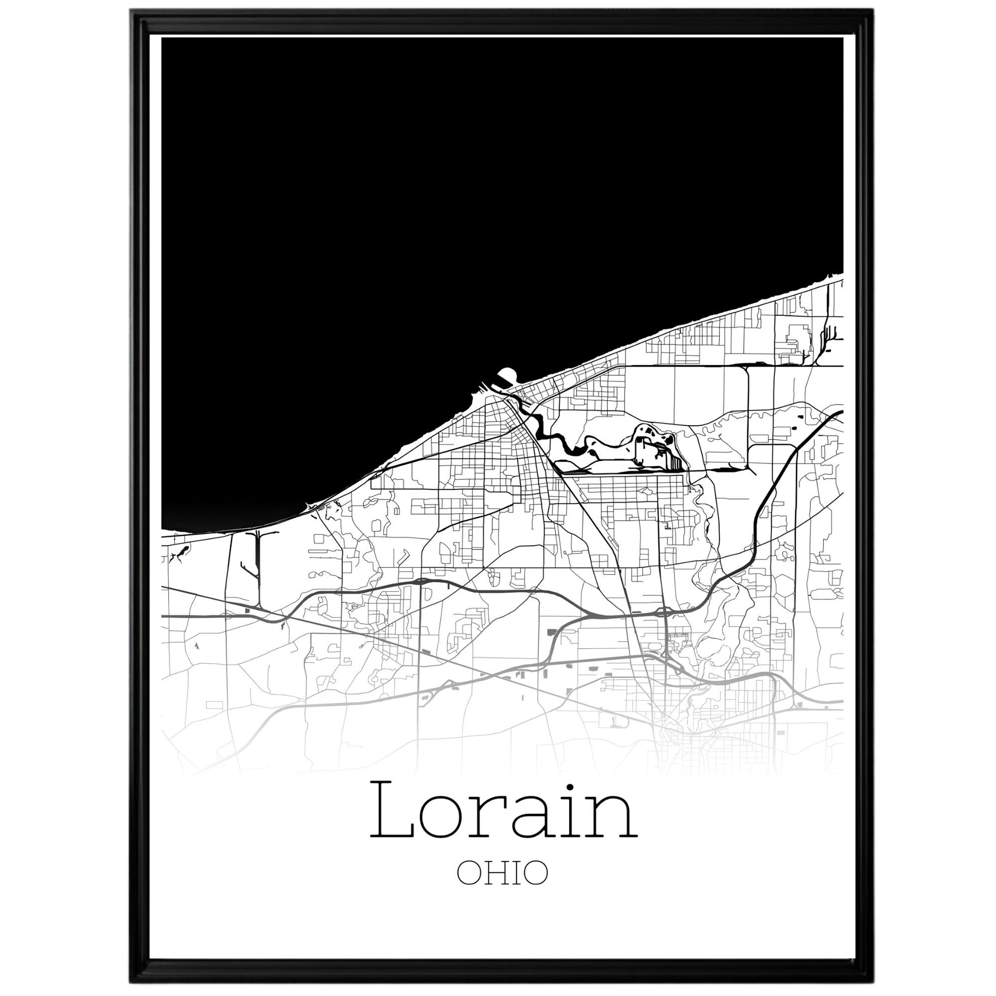 Lorain Ohio City Map Poster - GroovyGrove