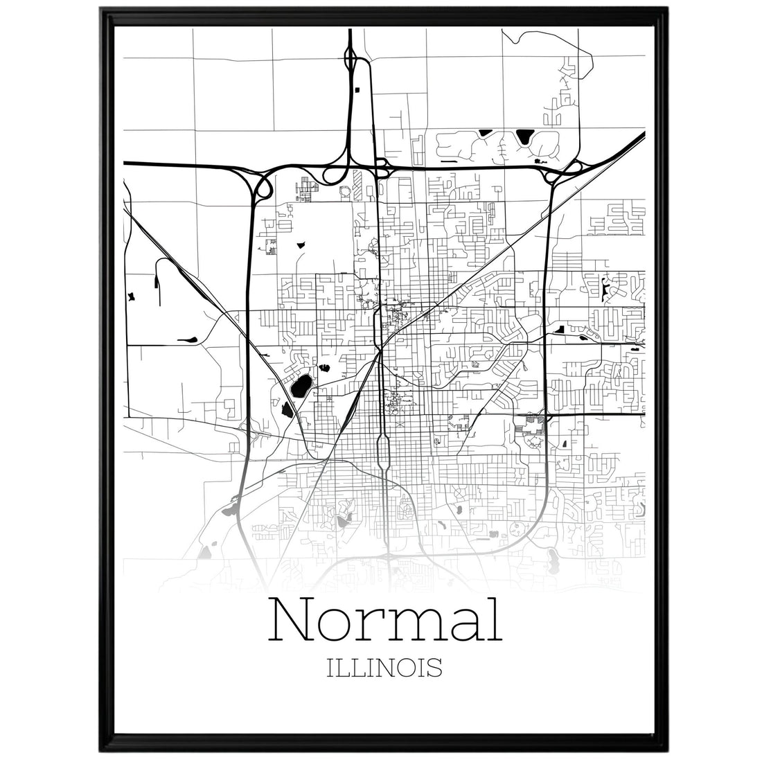 Normal Illinois City Map Poster - GroovyGrove