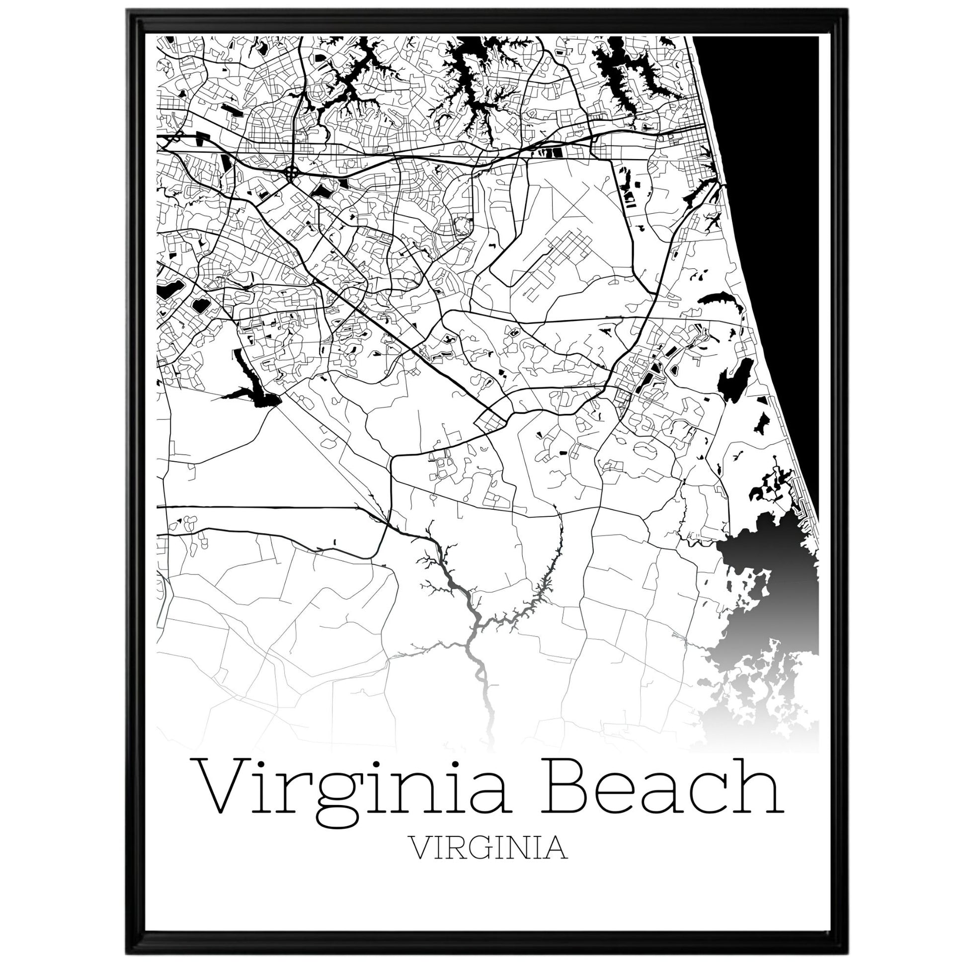 Virginia Beach Virginia City Map Poster - GroovyGrove