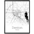 Denton Texas City Map Poster - GroovyGrove