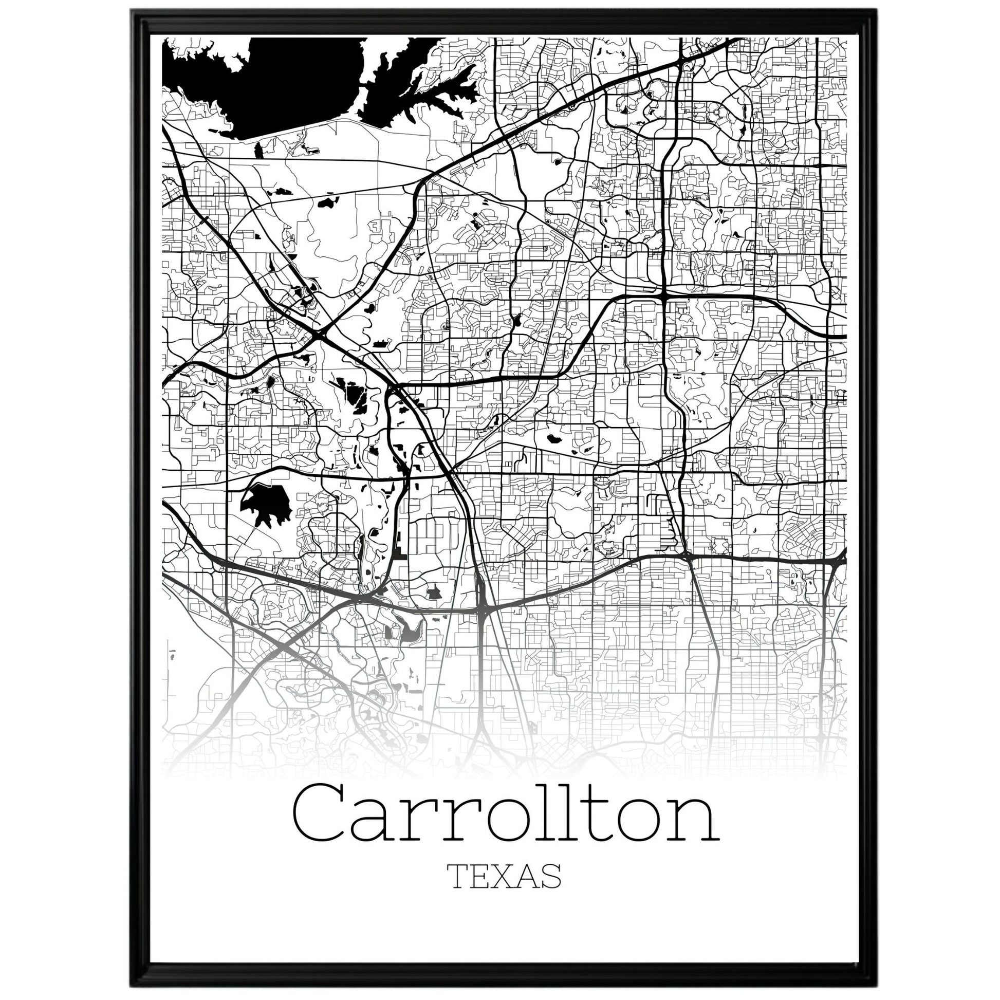 Carrollton Texas City Map Poster - GroovyGrove