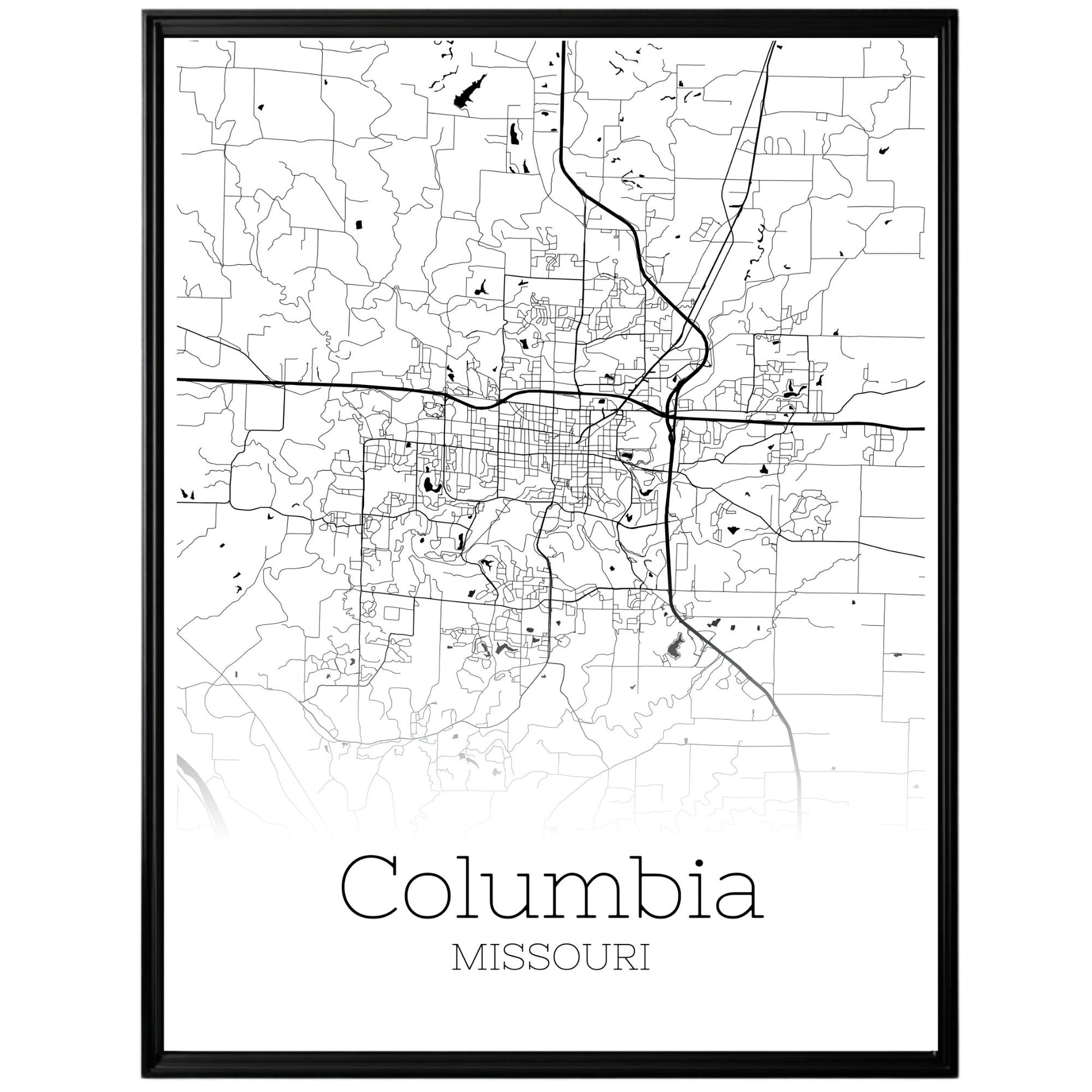 Columbia Missouri City Map Poster - GroovyGrove