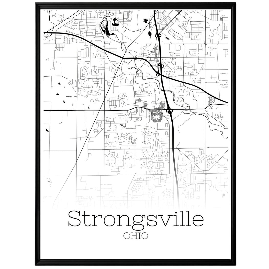 Strongsville Ohio City Map Poster - GroovyGrove