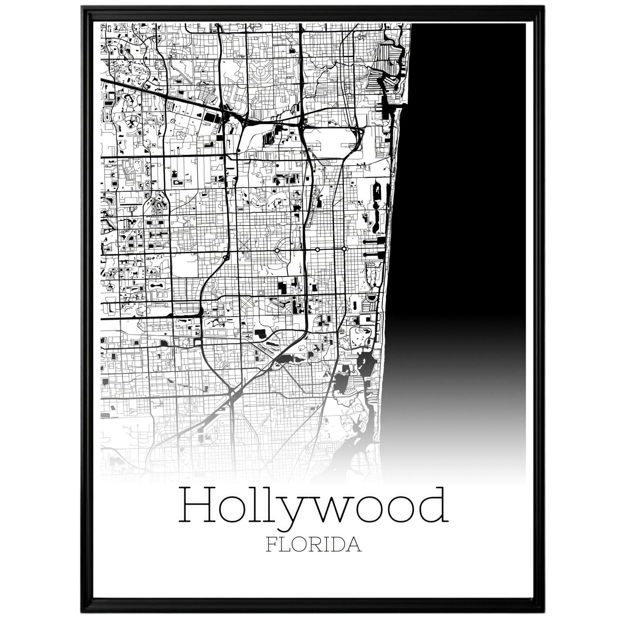 Hollywood Florida City Map Poster - GroovyGrove