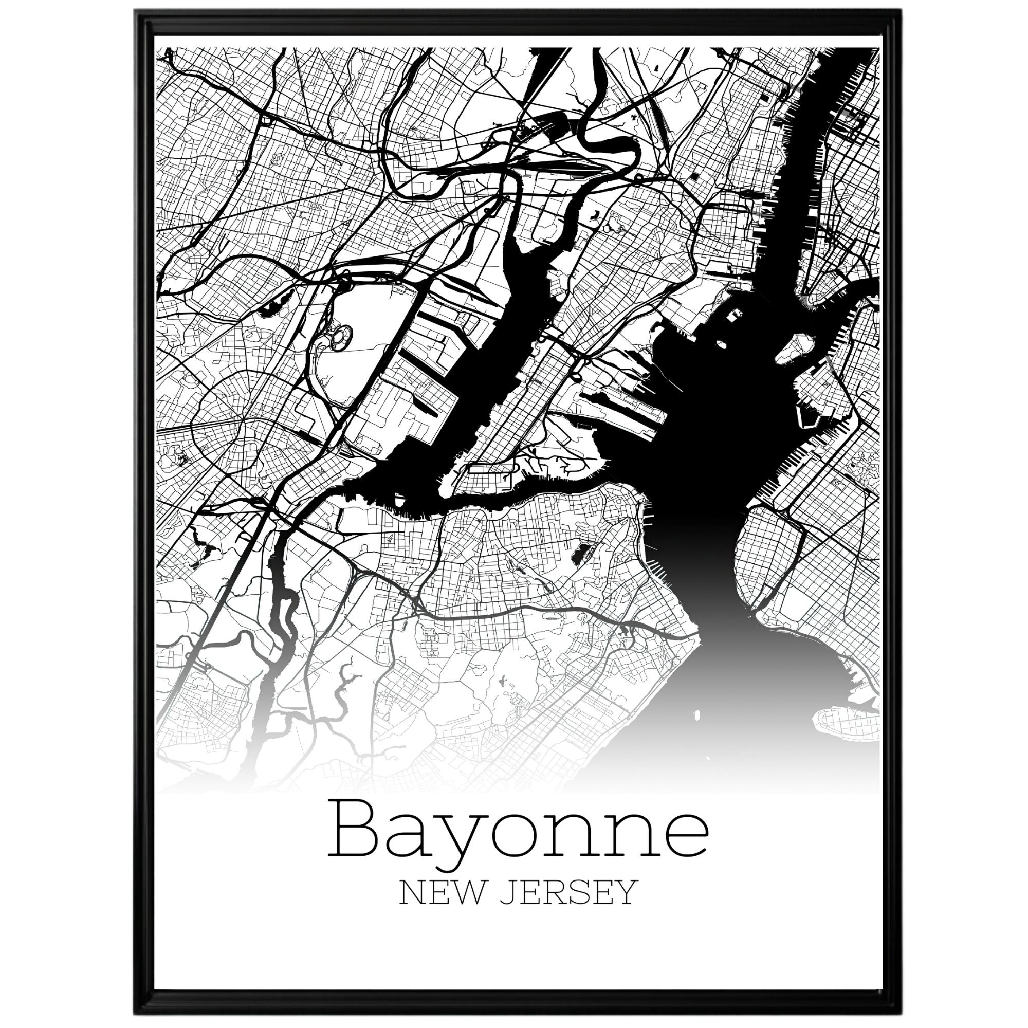 Bayonne New Jersey City Map Poster - GroovyGrove