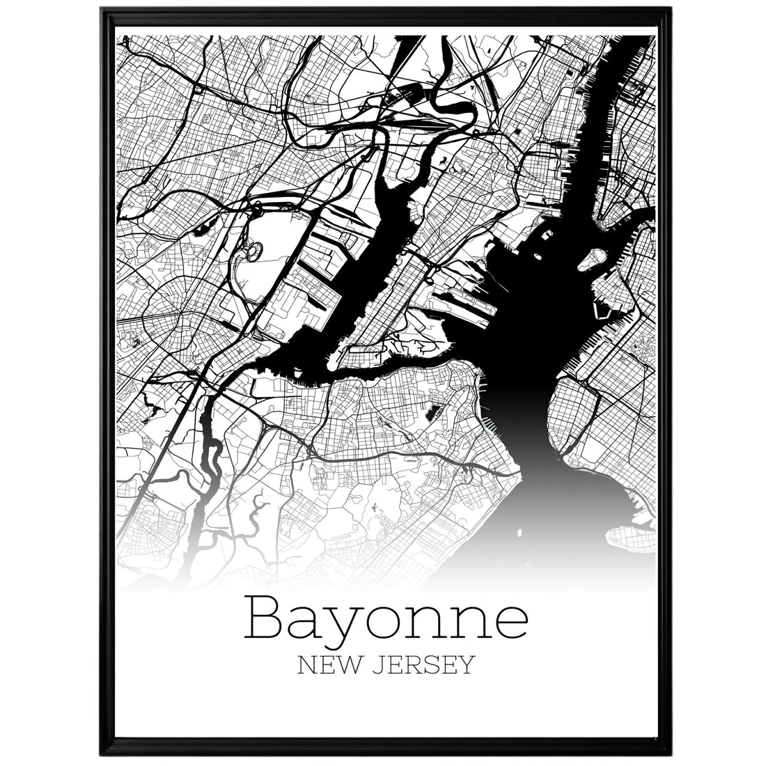 Bayonne New Jersey City Map Poster - GroovyGrove