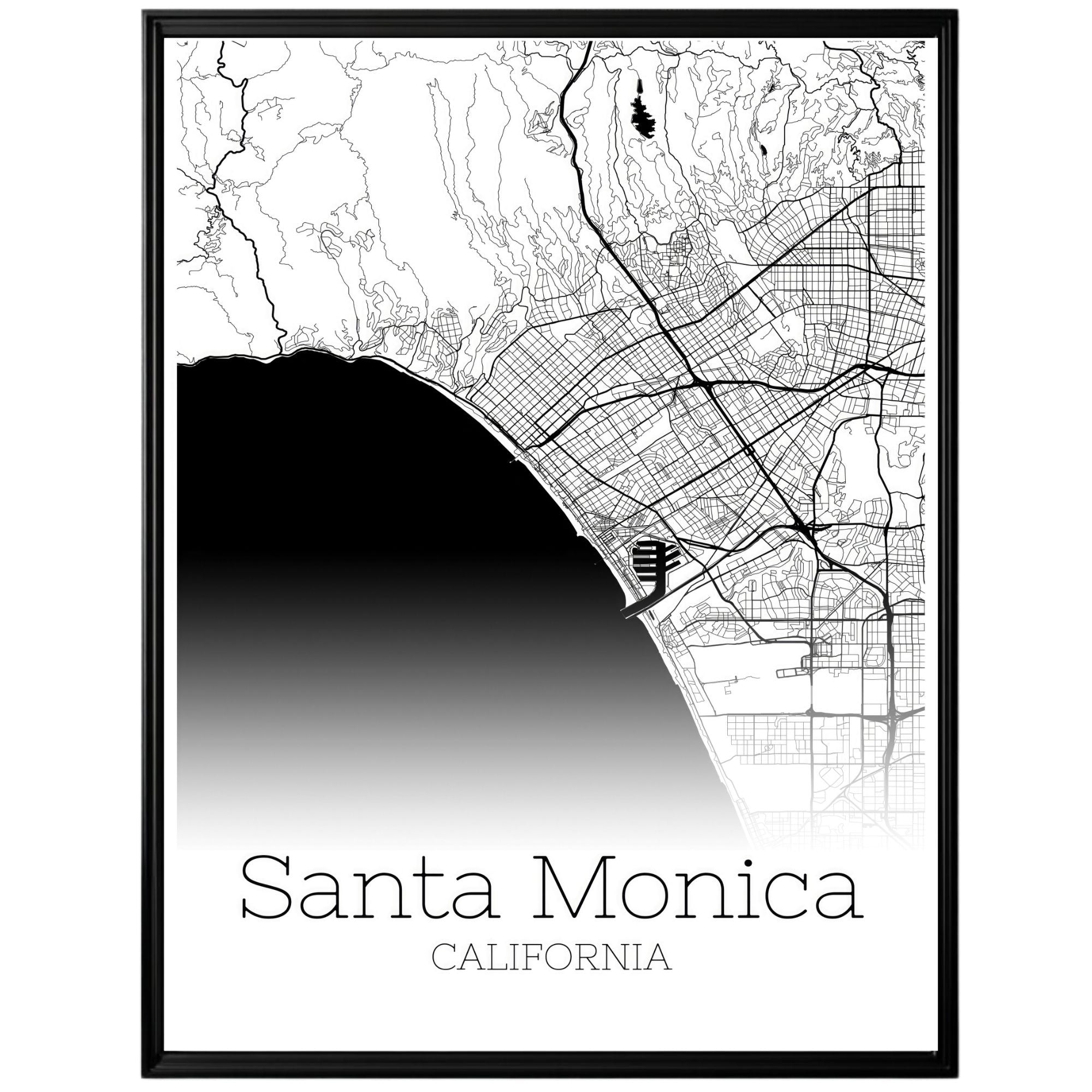 Santa Monica California City Map Poster - GroovyGrove